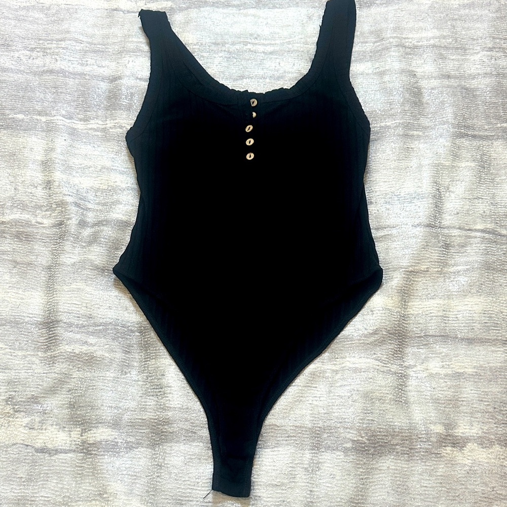 Intimately by Free People Black Ribbed Body Suit